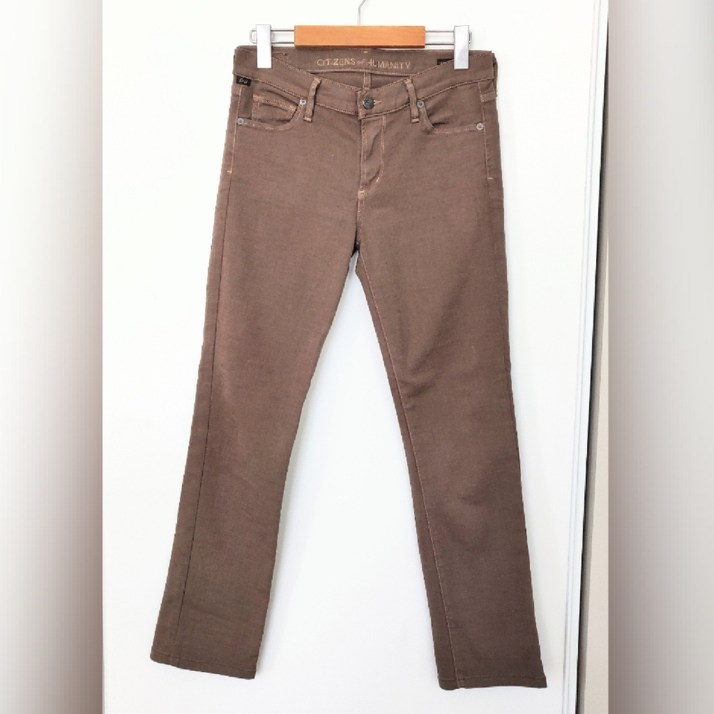 NWOT Citizens of Humanity Ava Mid Rise Olive Green Straight Leg Jeans sz. 28